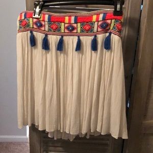 White embellished beach cover up skirt